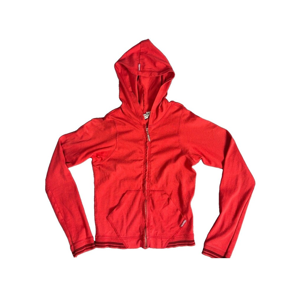 Hard Tail Full Zip-Up Hoodie Sweatshirt Red Size S Vintage Y2K